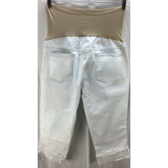 Old Navy Maternity Crop Denim Jeans 14 White Full Panel Stretch Women 2584 - Picture 3 of 6